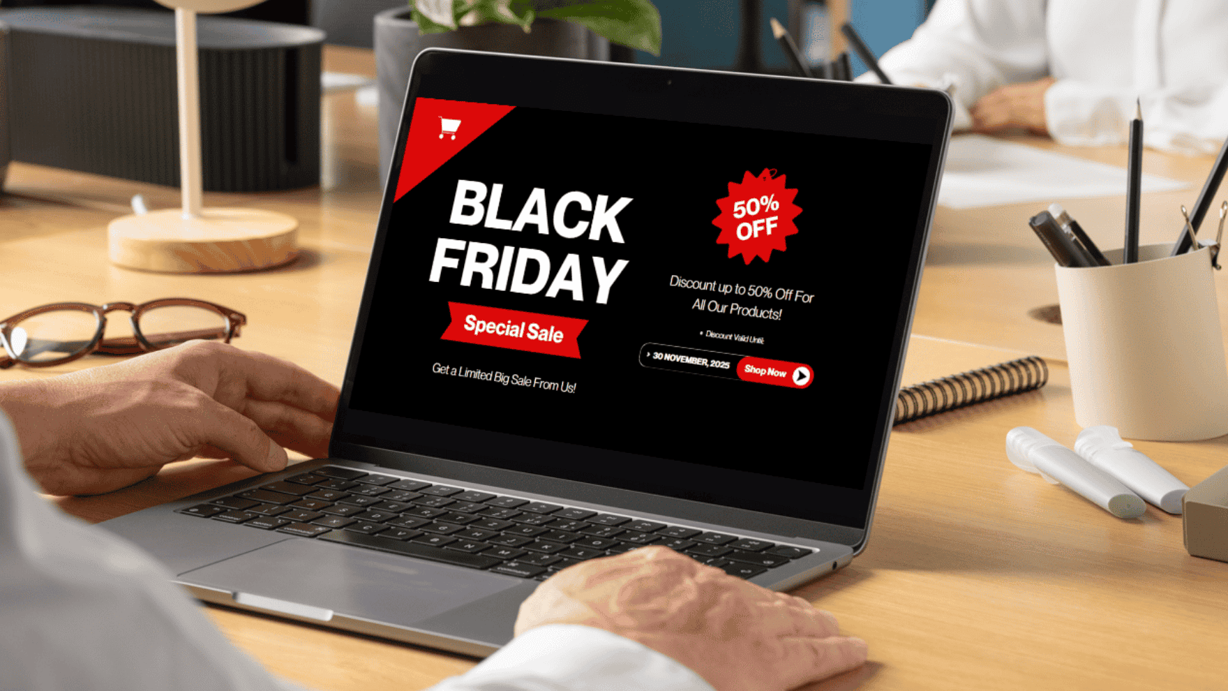 Black Friday Alert on Laptop